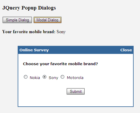 debitor intelligens at tilføje Creating Popup Dialog Windows using JQuery