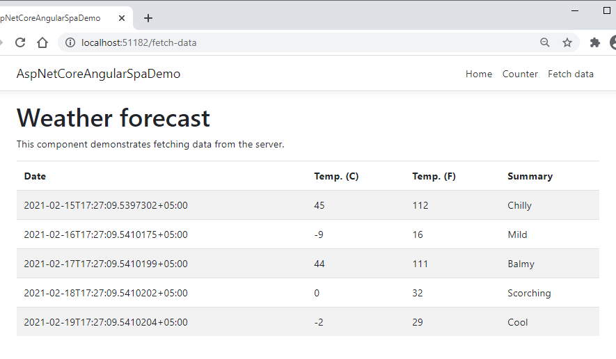 ASP.NET Core Angular SPA running in Browser