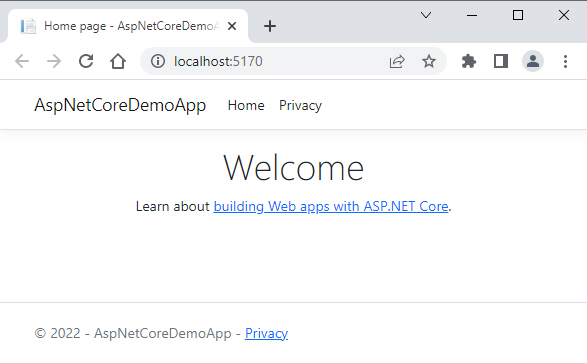 ASP.NET Core Application Running Locally