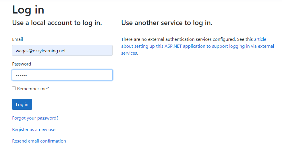 ASP.NET Core Identity - Login Page