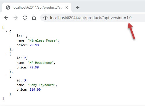ASP.NET Core Web API Version 1 - Specify Versions in Query String