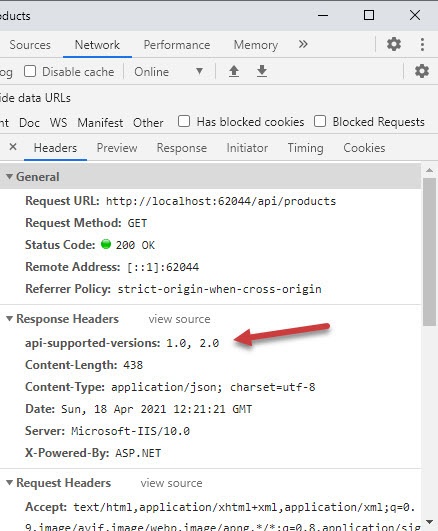 ASP.NET Core Web API Versioning - Display Supported Version in HTTP Response Header
