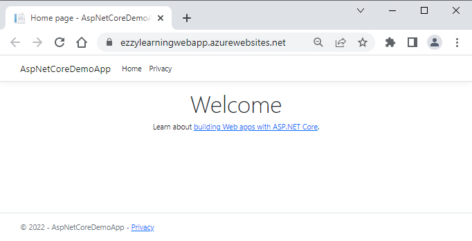 ASP.NET Core Web Application Running on Azure App Service