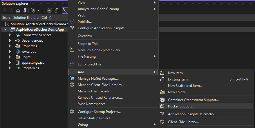 Add Docker Support to Existing ASP.NET Core Application
