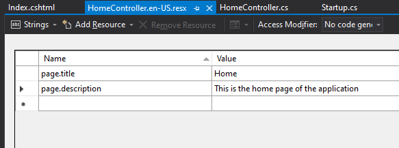 Add String Resources in ASP.NET Core Web Application