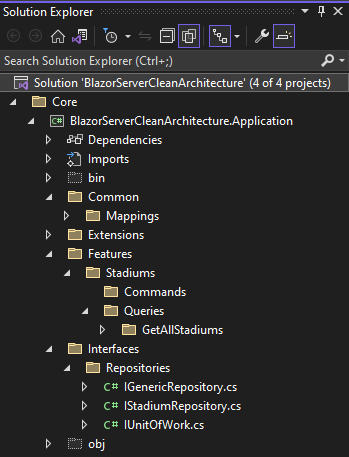 Application Layer of Blazor Server App using Clean Architecture