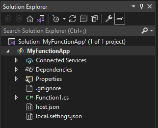 Azure Functions App in Solution Explorer