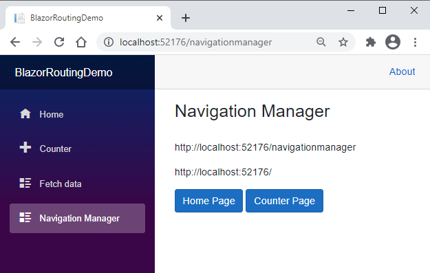 Blazor App NavigationManager NavigateTo Method