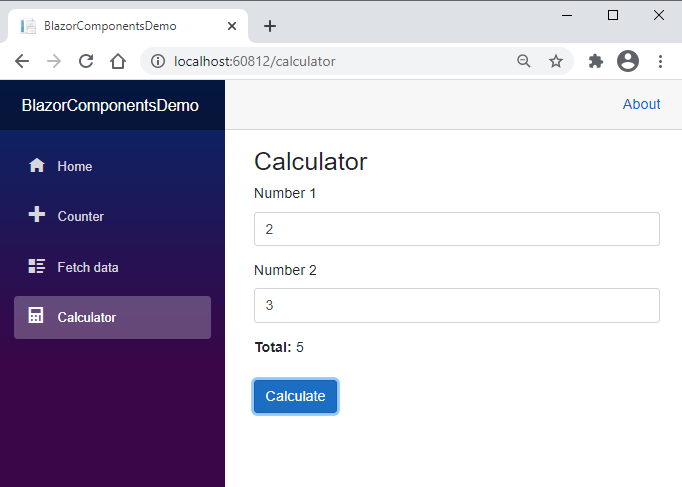 Blazor Calculator Component in Browser