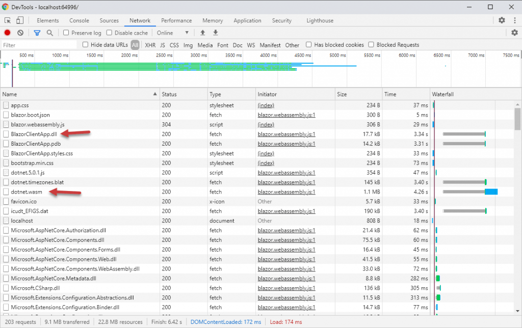 Blazor Client App Files in Browser Developer Tools