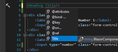 Blazor Component Property Intellisense in Visual Studio 2019