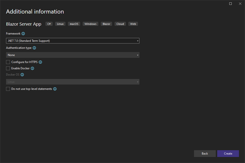 Blazor Server App Additional Information in Clean Architecture Demo Project