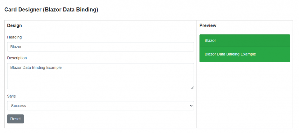 Blazor Two Way Data Binding Demo