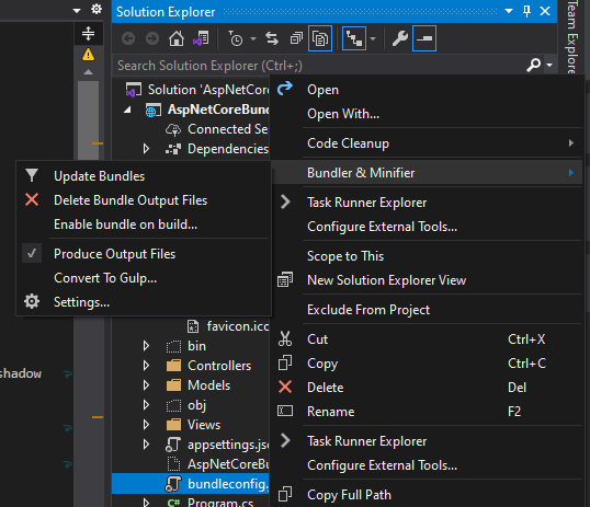 Bundler & Minifier Visual Studio 2019 Extension Options