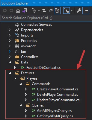 CQRS Command and Queries Feature wise Organization in ASP.NET Core