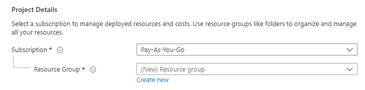 Choose Subscription and Resource Group for Azure App Service