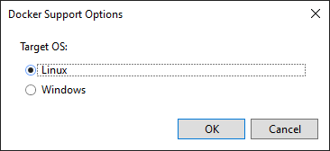 Choose Target Operating System in Docker Support Options Dialog