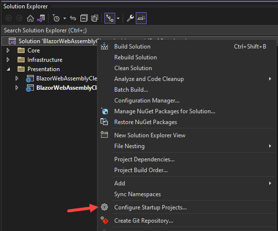 Configure multiple Startup Projects in Visual Studio 2022