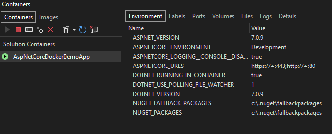 Containers Window in Visual Studio 2022