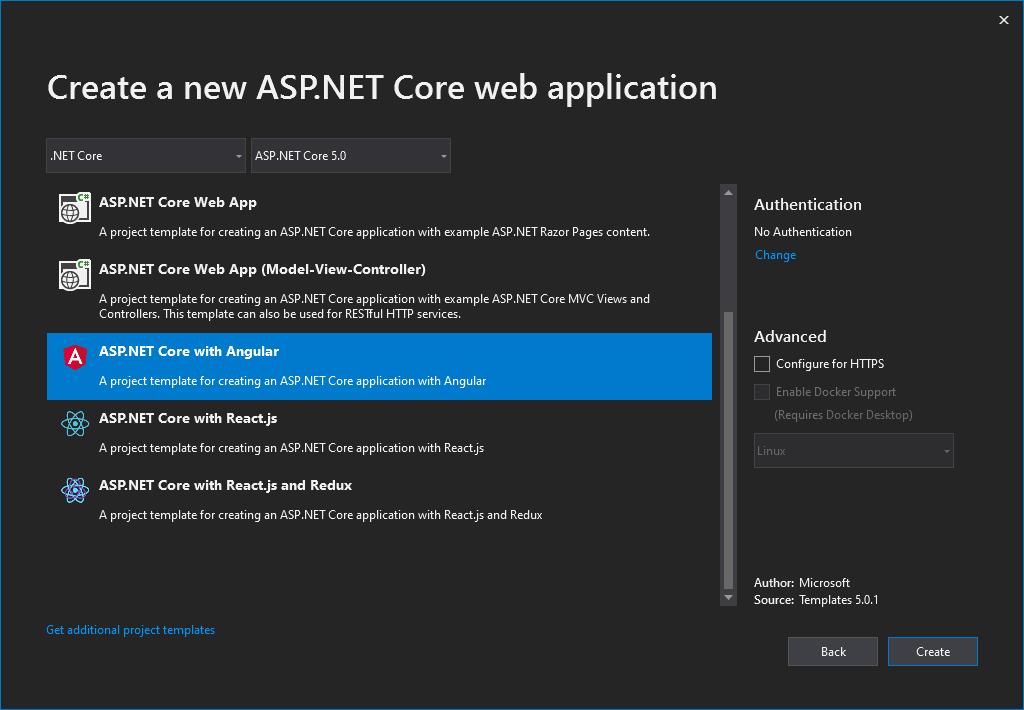 Create Angular Project in ASP.NET Core 5