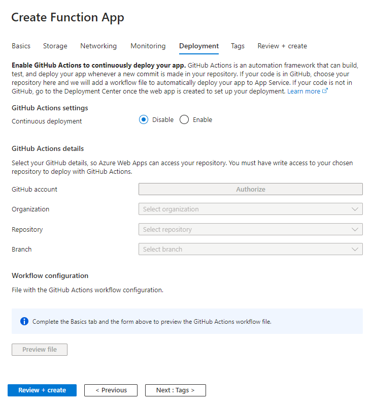 Create Azure Function App - Deployment Details