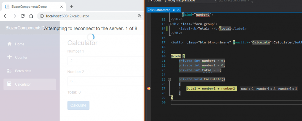 Debug Blazor Components using Breakpoints