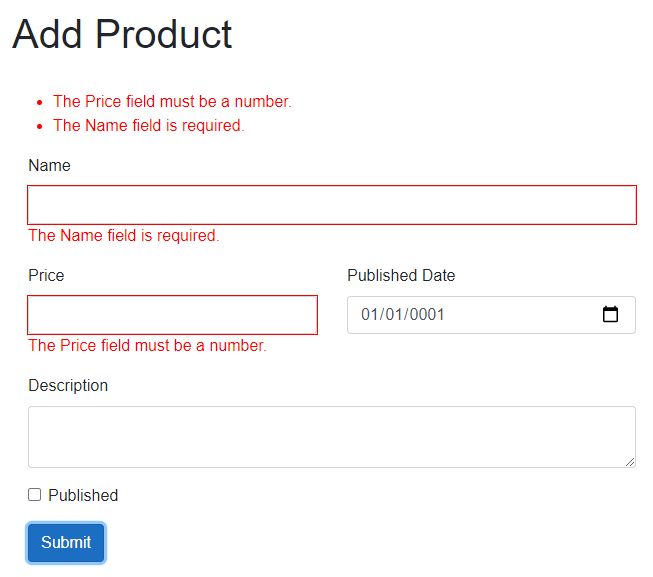 Display Inline Error Messages in Blazor Forms