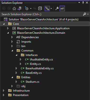 Domain Layer of Blazor Server App using Clean Architecture