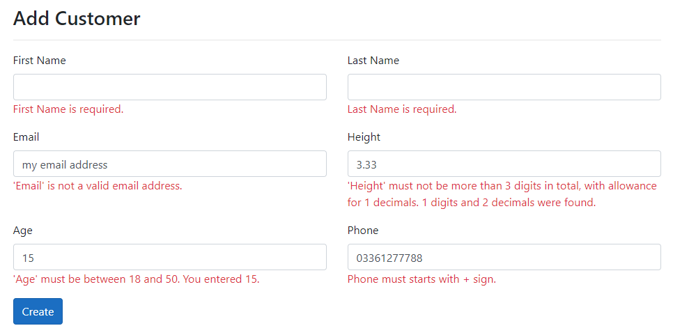 FluentValidators all error messages in ASP.NET Core Form