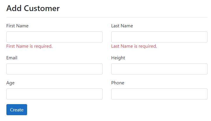 FluentValidators custom validation error messages in ASP.NET Core Form