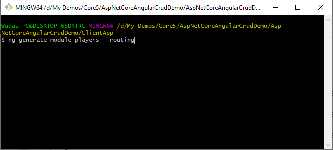 Generate Module using Angular CLI in ASP.NET Core Angular SPA App