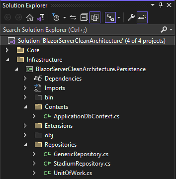 Infrastructure Layer of Blazor Server App using Clean Architecture