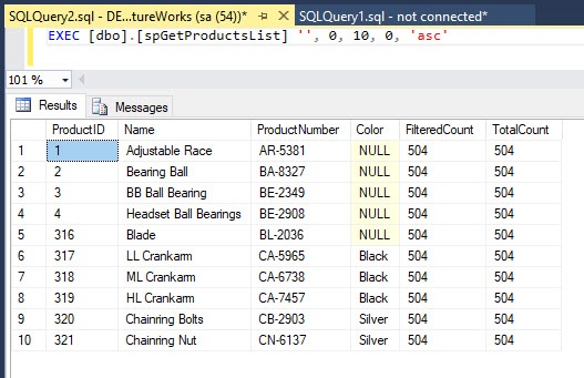 JQuery DataTables Paging with Stored Procedure - Page 1