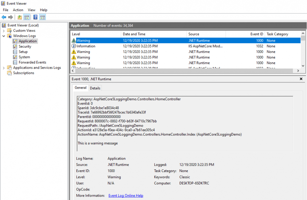 .NET Logging to Windows Event Log