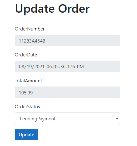 Order form example to see Observer pattern in action