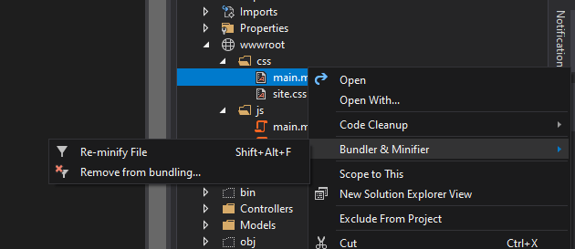 Reminify bundle file in Visual Studio using Bundle and Minifier Extension