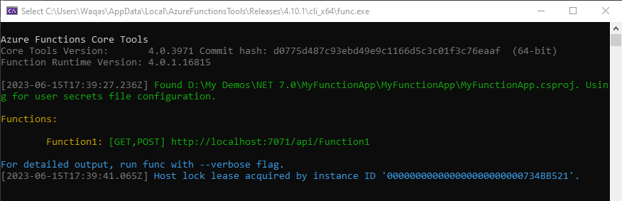 Run Azure Functions App Locally in Visual Studio 2022