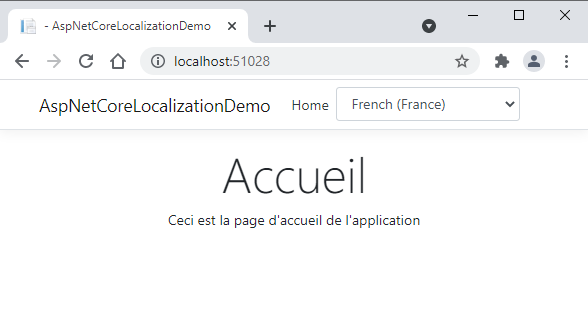 Switch ASP.NET Core Culture to French using Dropdown