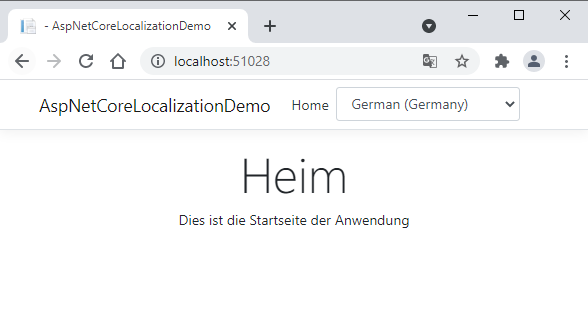 Switch ASP.NET Core Culture to German using Dropdown