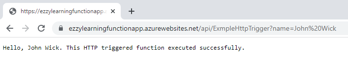 Testing HTTP Trigger based Azure Function in Browser
