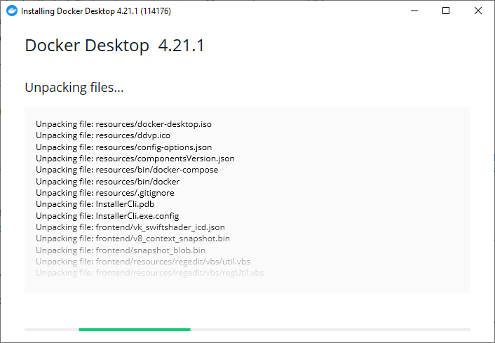Unpacking Files in Docker for Desktop Installer Wizard